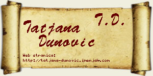 Tatjana Dunović vizit kartica